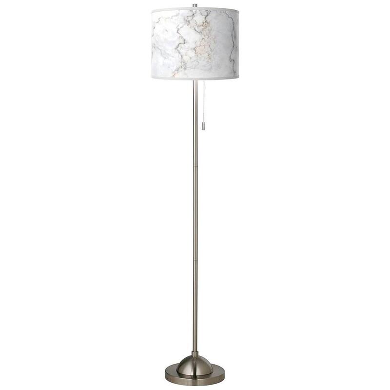 Marble Glow Brushed Nickel Pull Chain Floor Lamp 13" x 62" Bed Bath