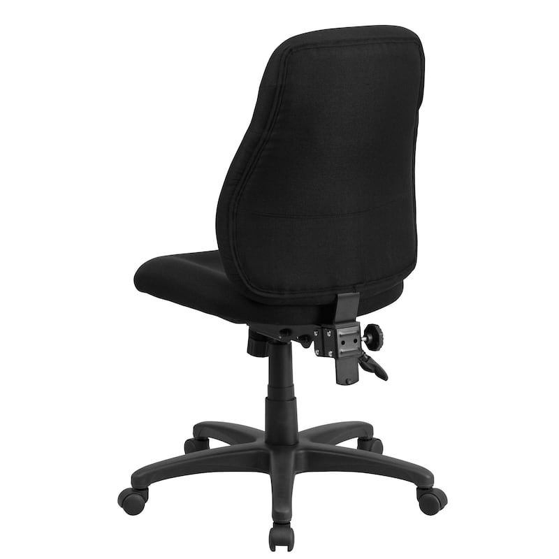 Mid-Back Fabric Multifunction Swivel Ergonomic Chair with Back Adjustment - Black