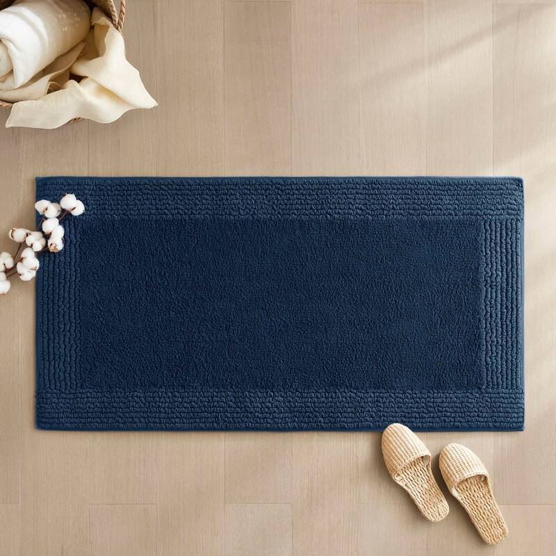 1 PCS 17x24" Cotton Tufted 3000 GSM Reversible Bath Rug Blue