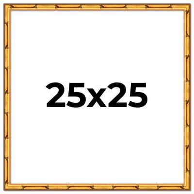 25x25 Frame Gold Bamboo Picture Frame Modern Photo Frame Includes UV Acrylic Shatter Guard Front Acid Free Foam Backing Board