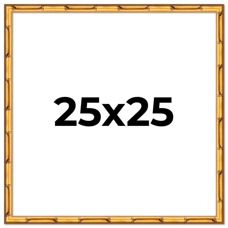 25x25 Frame Gold Bamboo Solid Wood Picture Frame | 1 Inch Moulding