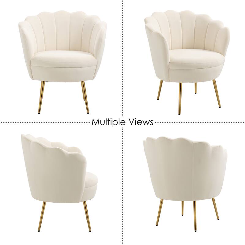 Scalloped Velvet Arm Chair Living Room Accent Chair