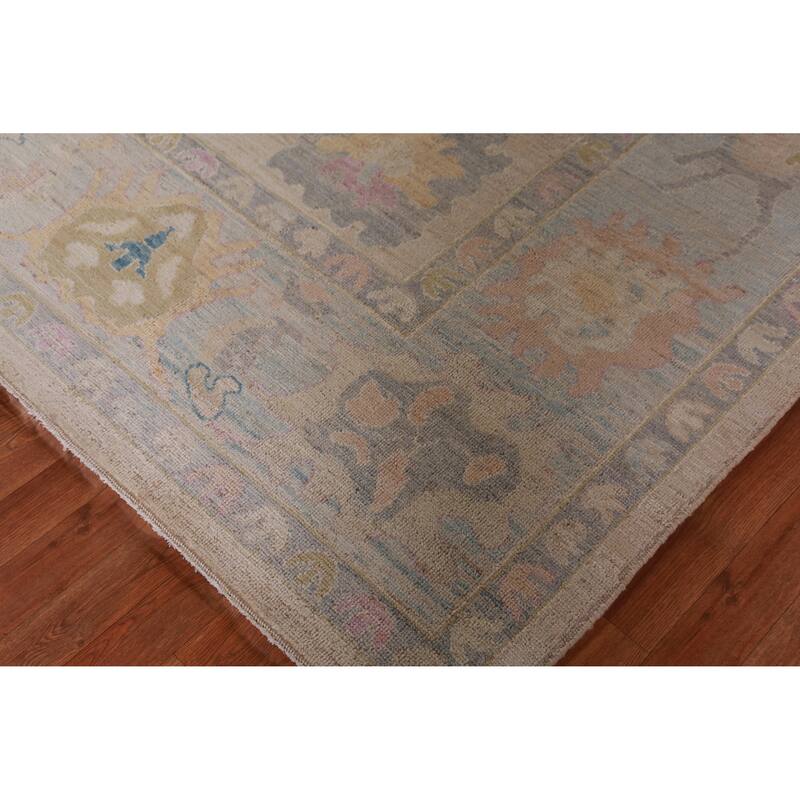 Hand Knotted Oriental 100% Wool Carpet Transitional All-Over Peach Oushak Area Rug - 13' 11'' X 10' 1''