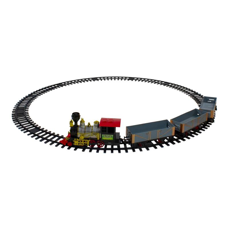 20-Piece B/O Red Gold Animated Classic Christmas Train Set with Sound