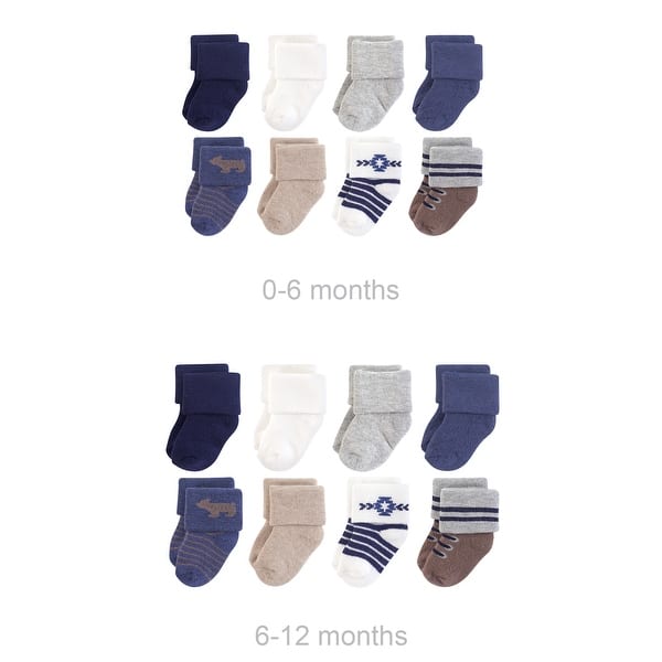 slide 1 of 1, Hudson Baby Infant Boy Grow with Me Cotton Terry Socks, Bear, 0-6 and 6-12 Months - Bear 0-6 and 6-12 Months - Bear