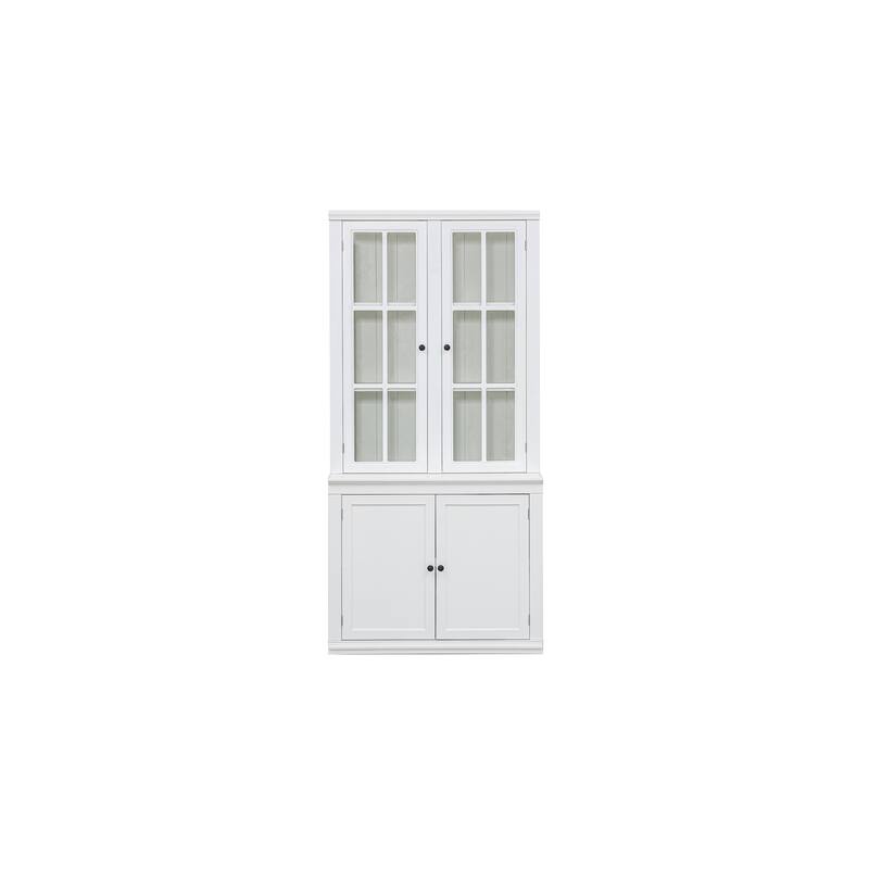 75.25'' Tall Display Cabinet with Double Glass Doors, Traditional Wooden Hutch Cabinet Collectibles Toy Organizers Rack