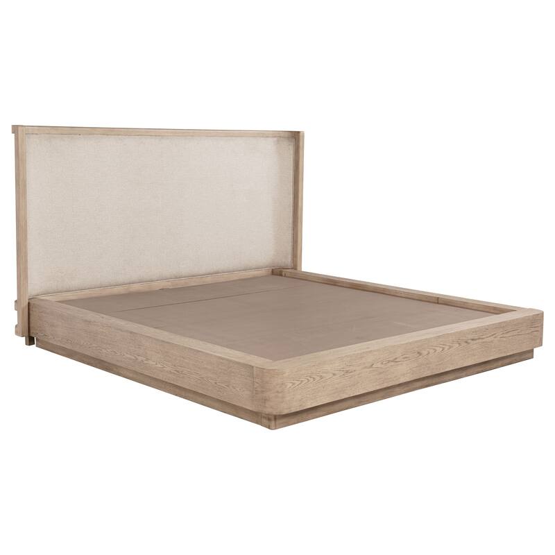 Lno 5pc Queen Bedroom Set, Resin Cane, Beige Oak, Beige Upholstery