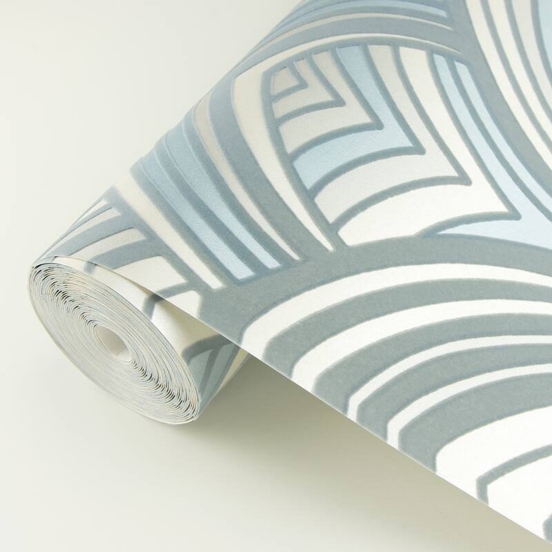 A-Street Prints Cabarita White Art Deco Flocked Leaves Wallpaper