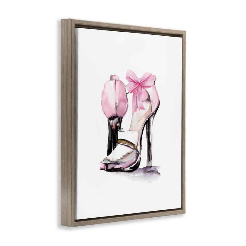 Stupell Pastel Pink Luxe Heels Framed Floater Canvas Wall Art Design By Stella Chang