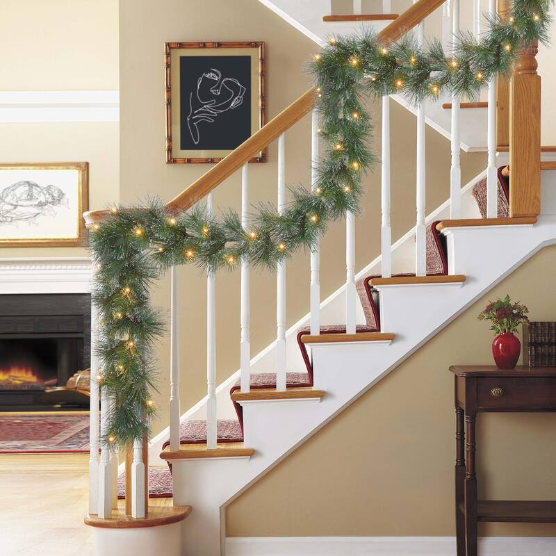 Puleo International 9 ft. x 10" Battery Operated Glittery Garland
