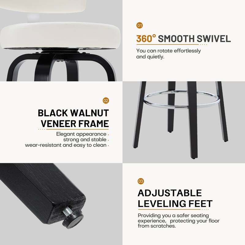 Upholstered Swivel Counter/ Bar Stools with T-Shaped Backrest