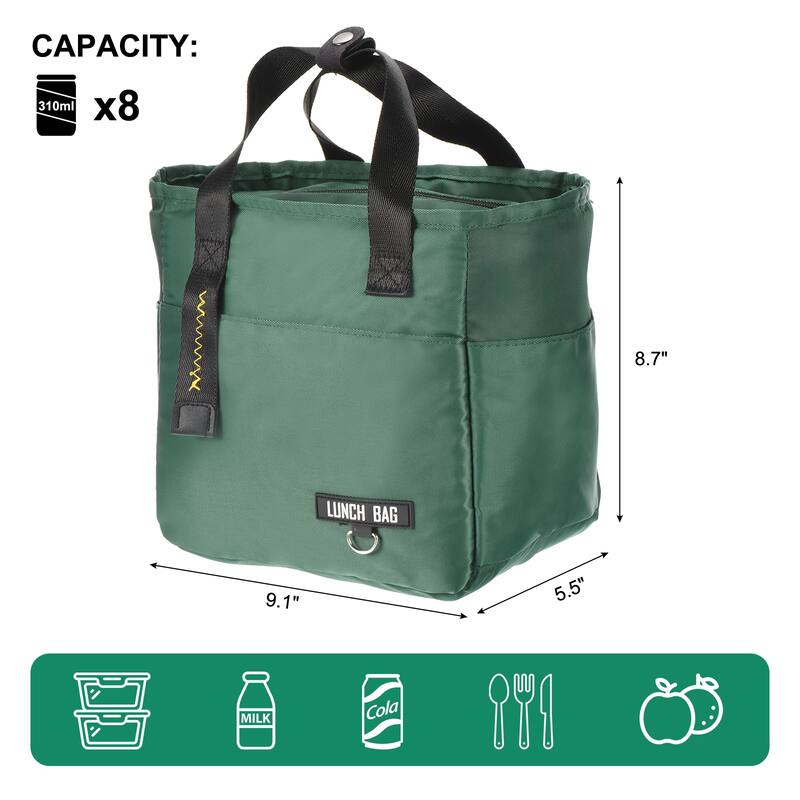 Insulated Lunch Bag Reusable Thermal Lunch Box Leakproof Cooler Bag - Green