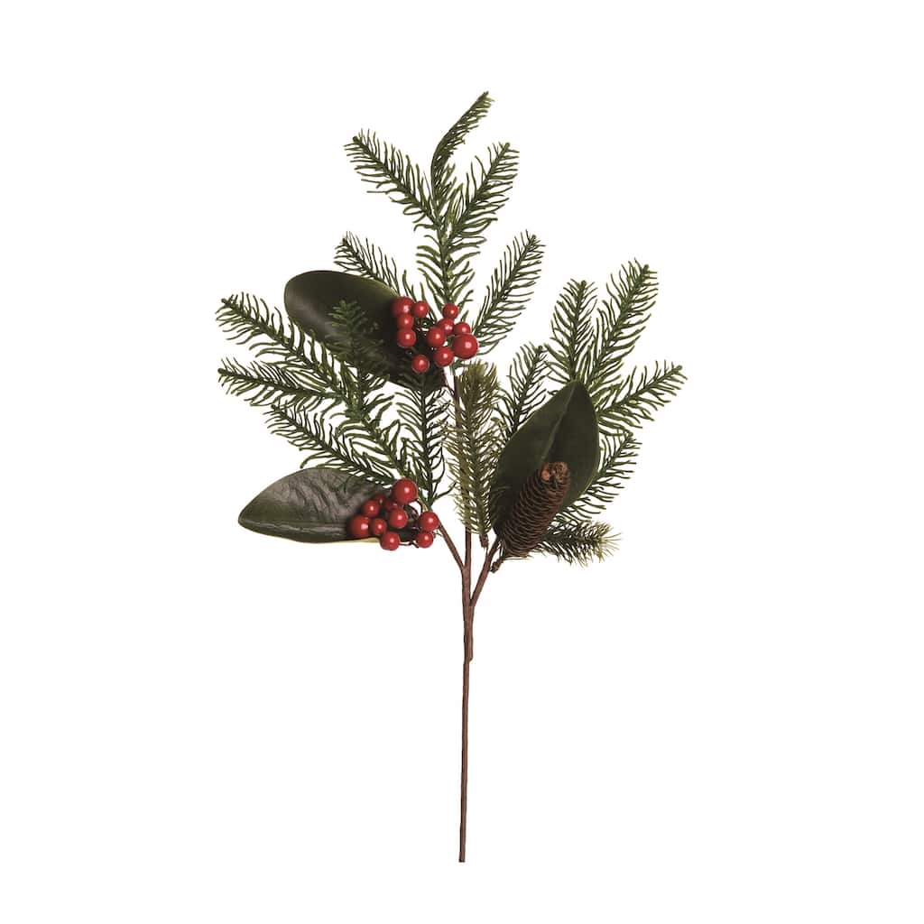 Transpac Foam 23 in. Green Christmas Berry and Evergreen Pick