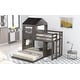 preview thumbnail 12 of 10, Wooden Twin Over Full Bunk Bed Loft Bed With Playhouse,Ladder and Guardrails