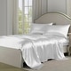 preview thumbnail 1 of 5, Miss Behave®.Charmeuse Satin Bed Sheet Set Full - White