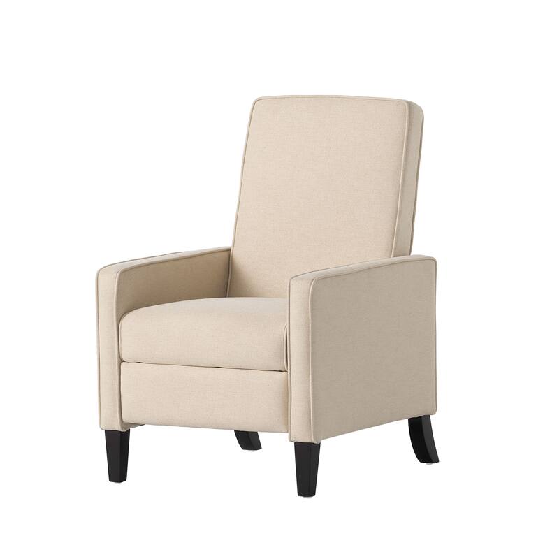 32" Linen Recliner with Retractable Footrest, Modern Accent Reading Chair, Upholstered Sofa Chair with Wood legs for Living Room