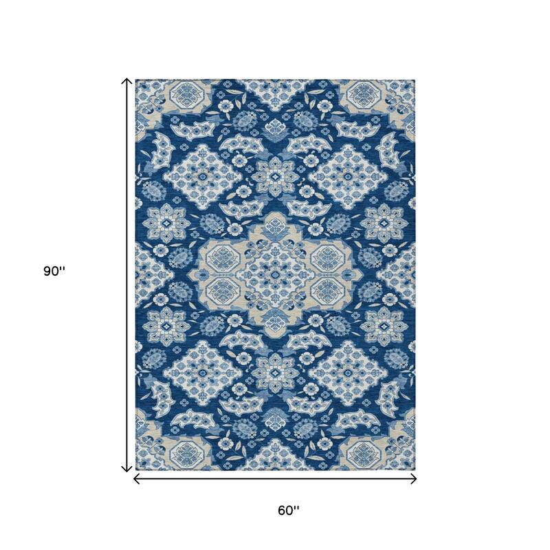 HomeRoots Medallion Traditional Rectangle Outdoor Rug
