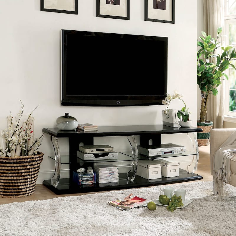 Lald Modern Glass 4-Shelf TV Console with LED by Furniture of America