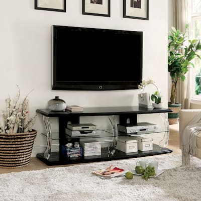 Lald Modern Glass 4-Shelf TV Console with LED by Furniture of America
