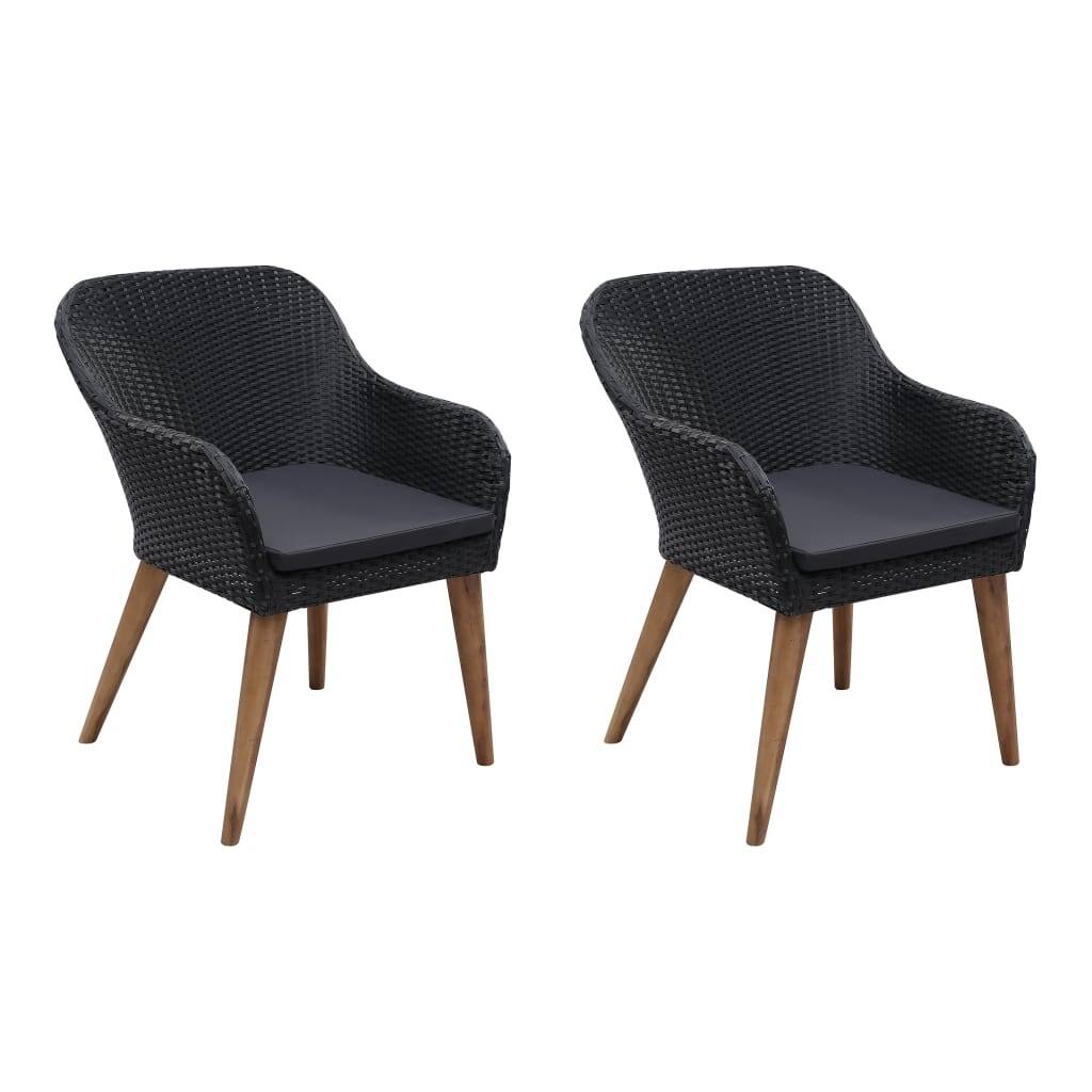 Outdoor Chairs with Cushions 2 pcs Poly Rattan Black - Overstock - 35112727