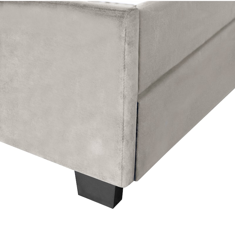 Queen Size Platform Bed with Gold Tufted Headboard with Trundle And Storage Drawers (600lb Capacity)