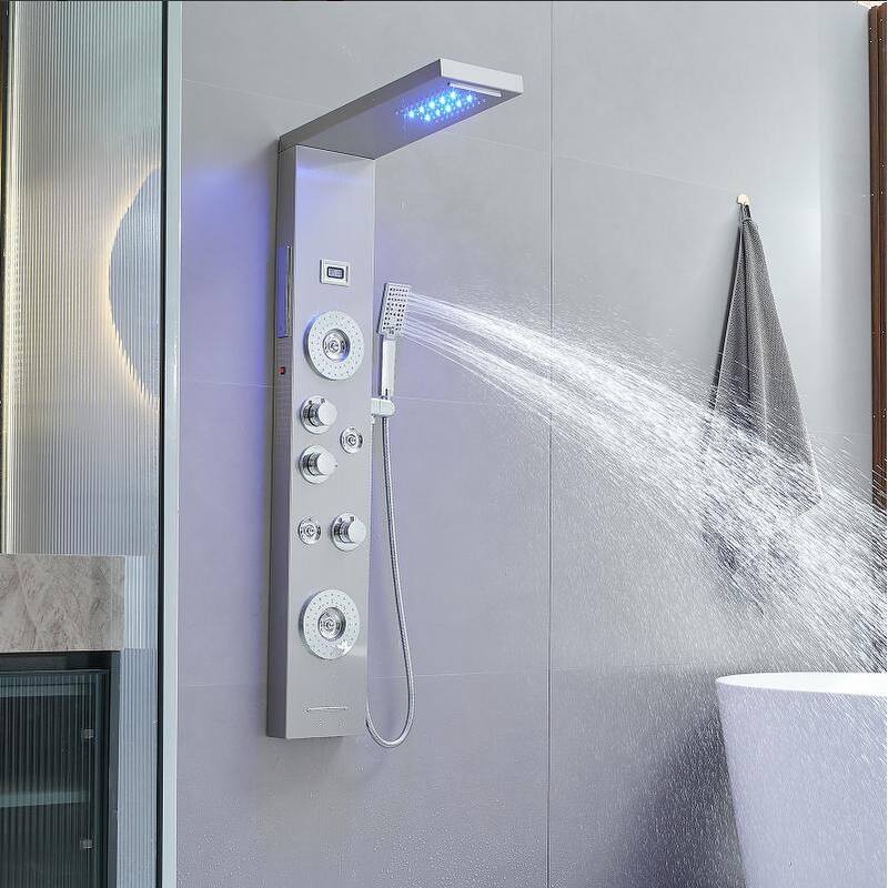 4-Jet LED Shower Panel with Heavy Rain Shower
