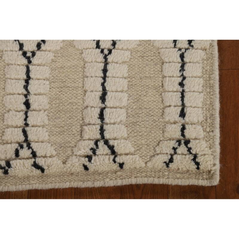Geometric Trellis Moroccan Indian Accent Rug Handmade Wool Carpet - 2'0"x 3'0"