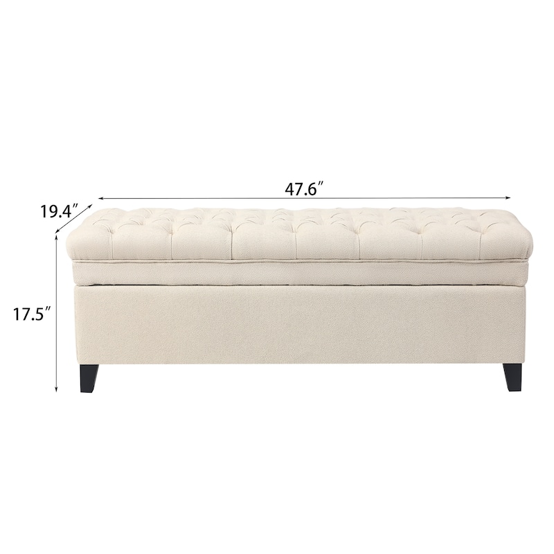 Adeco Linen Rectangle Storage Ottoman for Living Room Bedroom