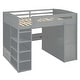 preview thumbnail 18 of 18, Full Size Loft Bed with Desk, Wardrobes, 4 Drawers and 4 Shelves-White