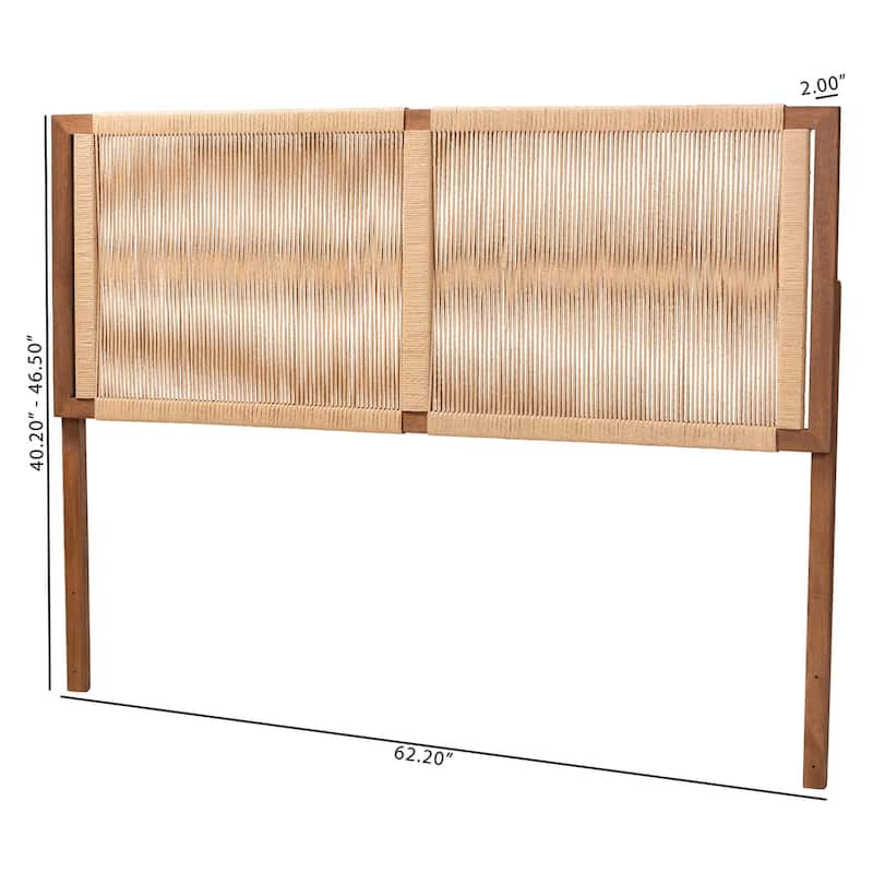 Holitz Natural Rope Woven Headboard - Mountable Bed Backboard with Bayur Wood Frame, Modern Boho Accent for Bedroom Decor