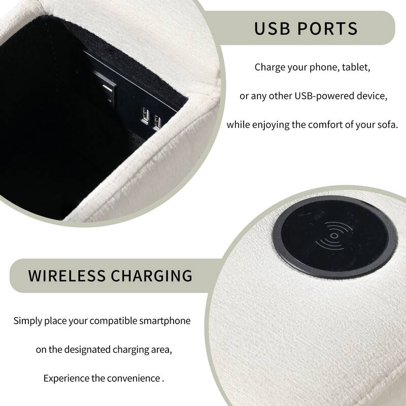 Upholstered Combination Sofa With Usb Wireless Charging Bluetooth