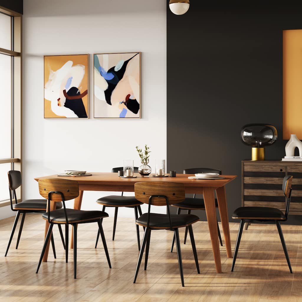 Nyla Mid Century Modern Dining Chair (Set of 2) in Vegan Faux Leather - 20.5" D x 19.3" W x 31"H