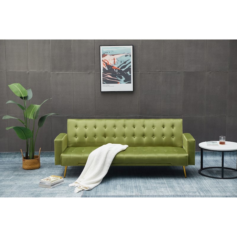 Army Green Solid Wood+MDF Sofa Bed, 75x32x29 inches