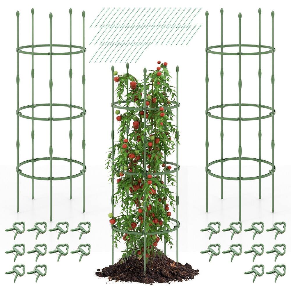 Gymax 3-Pack Garden Tomato Trellis 60'' Plant Support Cage w/