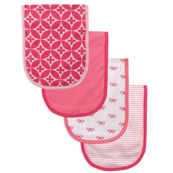 slide 1 of 1, Luvable Friends Baby Girl Cotton Burp Coths with Waterproof Inner Layer 4pk, Girl, One Size - One Size One Size - Girl