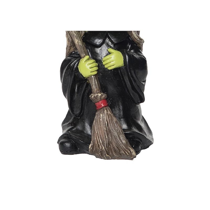 4.53" x 8.6" Happy Green Face Witch Decorative Halloween Figure Figurine