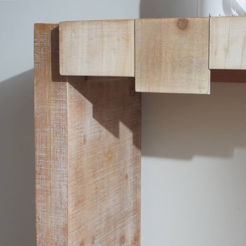 Rustic Wooden Console Table, Entryway Table with Sculpted Block Design, Narrow Sofa Table Accent Table for Hallway