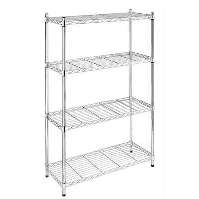 4-Tire Steel Rack Metal Shelf Adjustable Unit Garage Kitchen Storage,Chrome