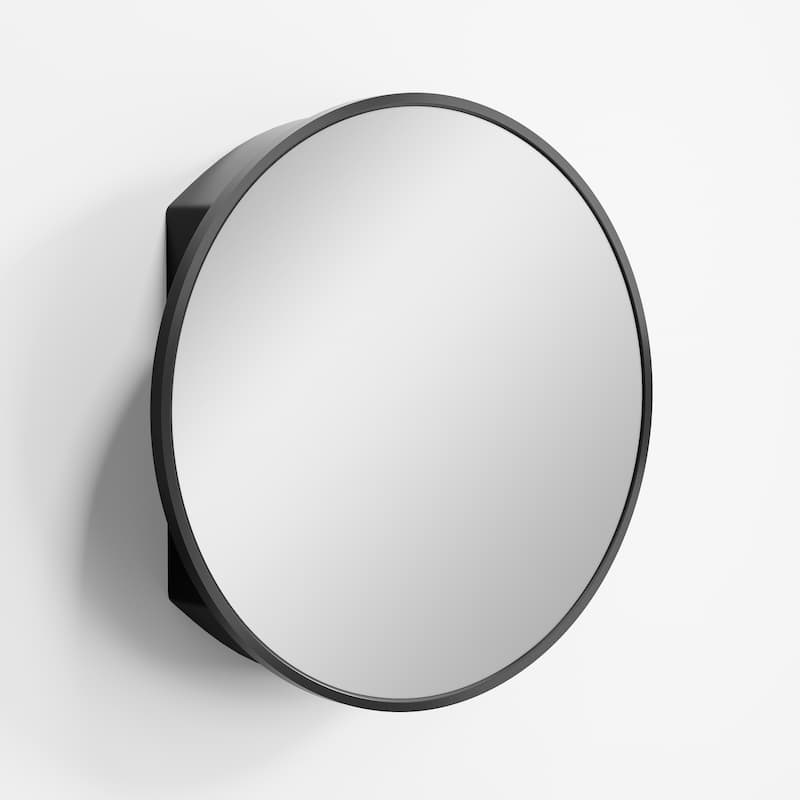 Round Wall-Mounted Mirrored Cabinet with Magnetic Doors - 24*24