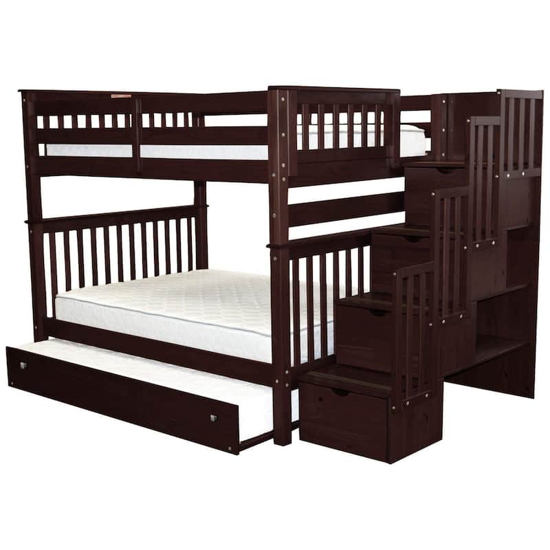 Taylor & Olive Trillium Full over Full Stairway Bunk Bed, Full Trundle