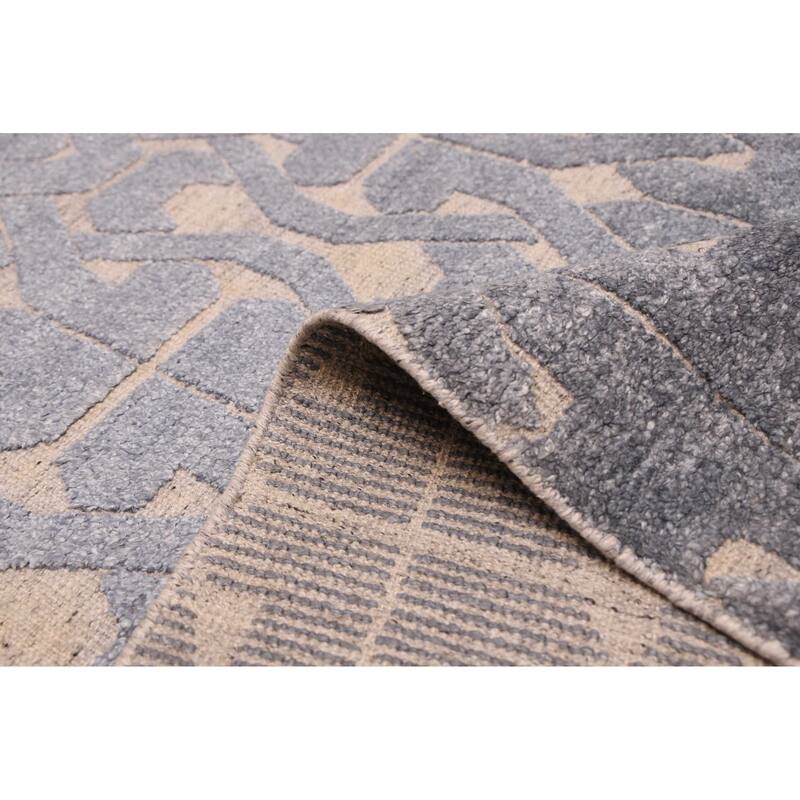 ECARPETGALLERY Hand-knotted Tangier Light Denim Blue Silk, Wool Rug - 5'1 x 8'1