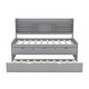 preview thumbnail 5 of 24, Twin Size Wooden Captain Bed with Built-in Bookshelves, Trundle and 3-Storage Drawers, Space-Saving Design, Light Grey