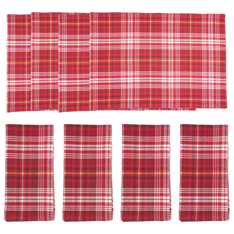 Rustic Recycled Plaid Placemat and Napkin (Set of 8)
