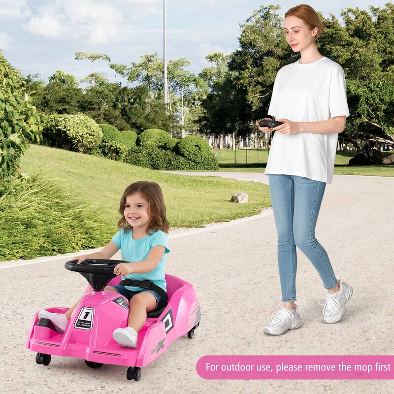 Costway 12V Ride on Toy Car Electric Go Kart with Cleaning Fun & - Red