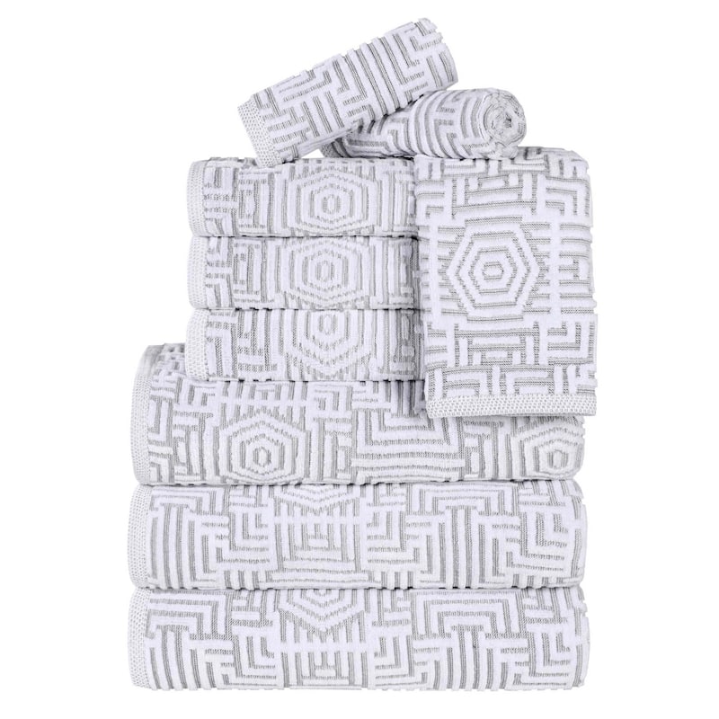 Superior Jasper Cotton Modern Jacquard Soft 9 Piece Bathroom Towel Set