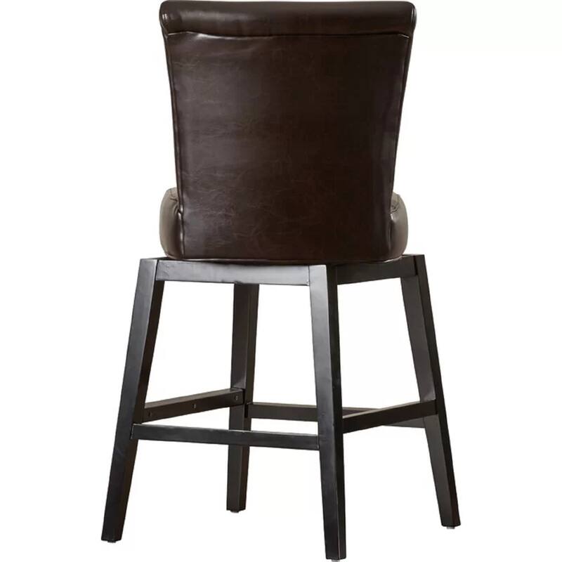28" Modern Swivel Bar Stool with Leather Seat Backrest, Solid Wood Legs, for Bar Dining Room Living Room and Café