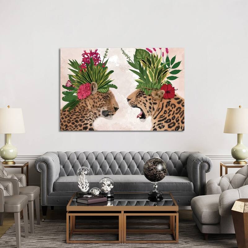 iCanvas "Hot House Leopards, Pair, Pink Green" by Fab Funky Canvas Print
