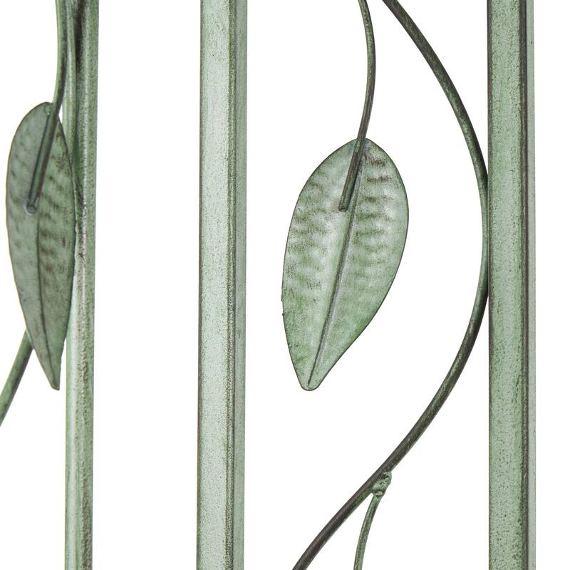 Green Metal Indoor Outdoor Arched Vine Leaf Indoor Outdoor Garden Arbor