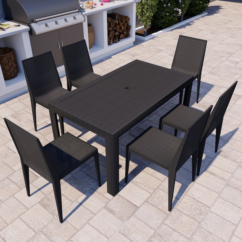 Mace Outdoor Wicker-Style Weather-Resistant and Stackable Dining Chair for Patios, Cafes, Indoor and Outdoor Set of 2