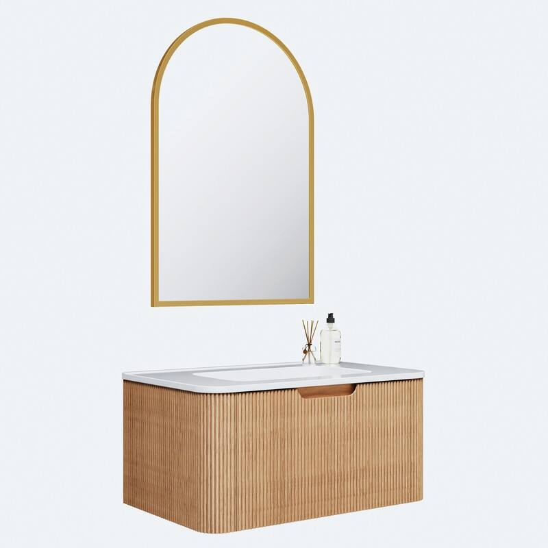 Bathroom Vanity with Top Sink Freestanding Vanity Set with Mirror